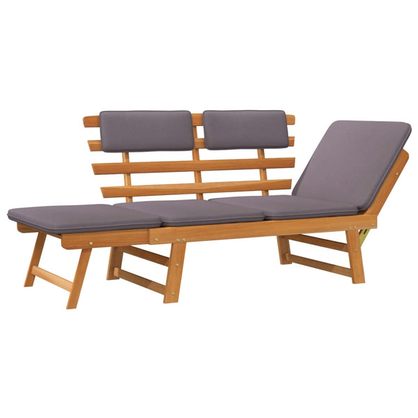 2 In 1 Garden Daybed With Cushion 190 Cm Solid Acacia Wood Patio Chairs
