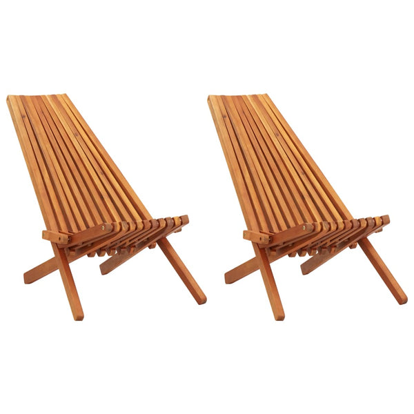 Vidaxl Folding Outdoor Lounge Chairs 2 Pcs Solid Acacia Wood Loungers