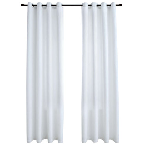 Blackout Curtains With Metal Rings 2 Pcs Off White 140X245 Cm
