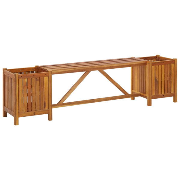 Garden Bench With 2 Planters 150X30x40 Cm Solid Acacia Wood Patio Benches