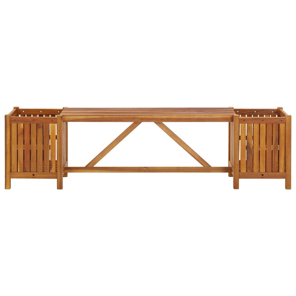 Garden Bench With 2 Planters 150X30x40 Cm Solid Acacia Wood Patio Benches
