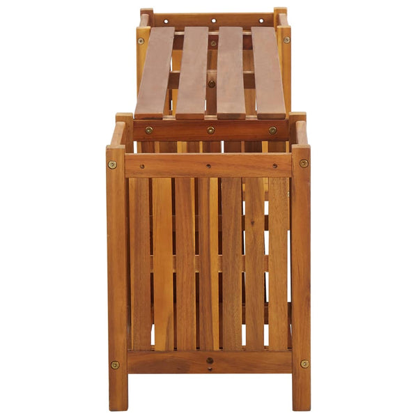 Garden Bench With 2 Planters 150X30x40 Cm Solid Acacia Wood Patio Benches