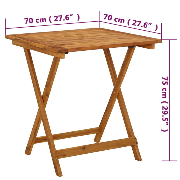 Folding Garden Table 70X70x75 Cm Solid Acacia Wood