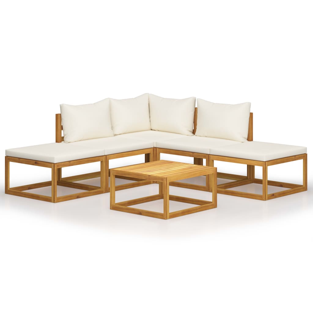 6 Piece Garden Lounge Set With Cushions Solid Acacia Wood
