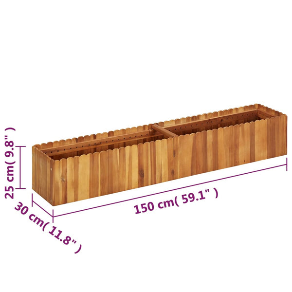 Vidaxl Garden Raised Bed 150X30x25 Cm Solid Acacia Wood Raised Garden Beds