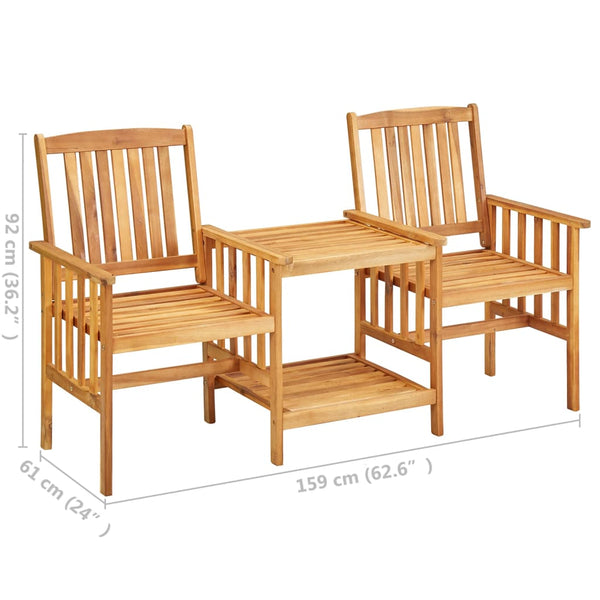Vidaxl Garden Chairs With Tea Table 159X61x92 Cm Solid Acacia Wood Patio Chairs