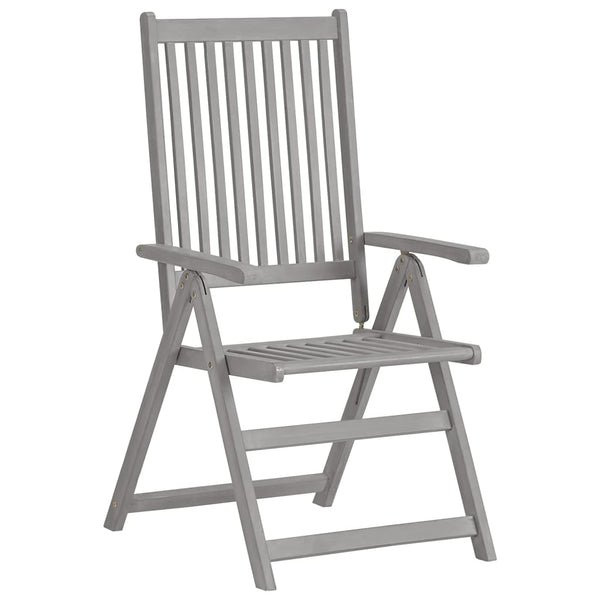 Garden Reclining Chairs 2 Pcs Grey Solid Wood Acacia
