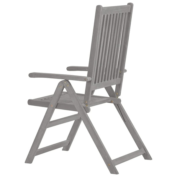 Garden Reclining Chairs 2 Pcs Grey Solid Wood Acacia