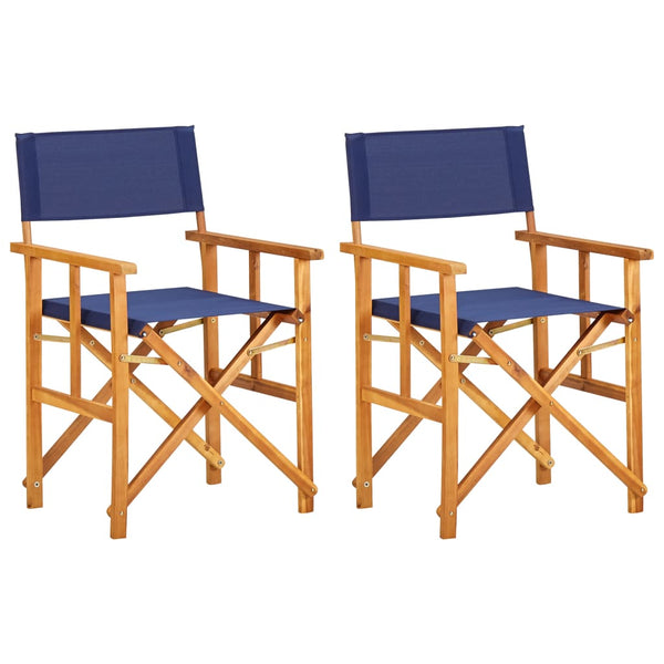 Patio Chairs Director's Chairs 2 Pcs Solid Acacia Wood Blue