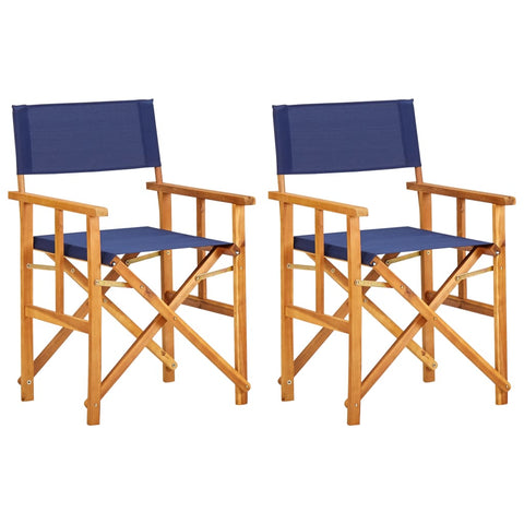 Patio Chairs Director's Chairs 2 Pcs Solid Acacia Wood Blue