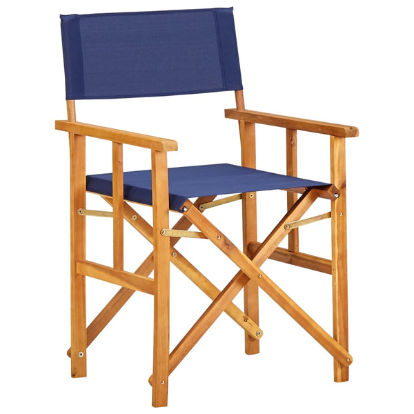 Patio Chairs Director's Chairs 2 Pcs Solid Acacia Wood Blue