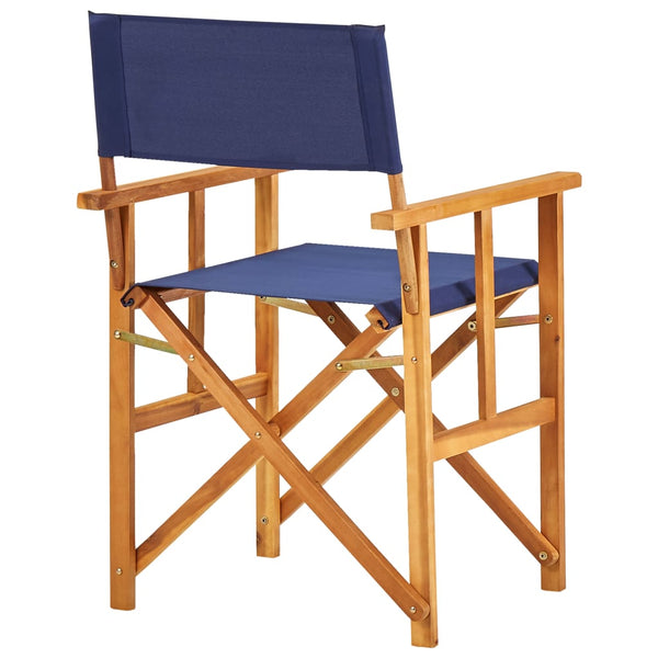 Patio Chairs Director's Chairs 2 Pcs Solid Acacia Wood Blue