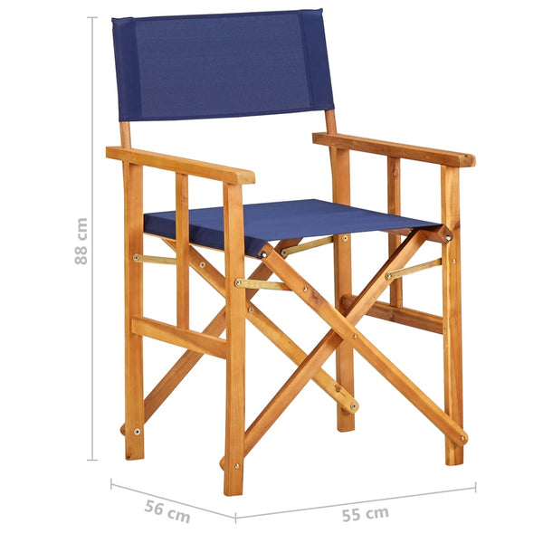 Patio Chairs Director's Chairs 2 Pcs Solid Acacia Wood Blue