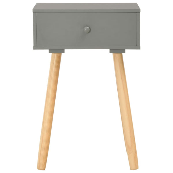2 Pcs Grey Solid Pinewood Bedside Tables