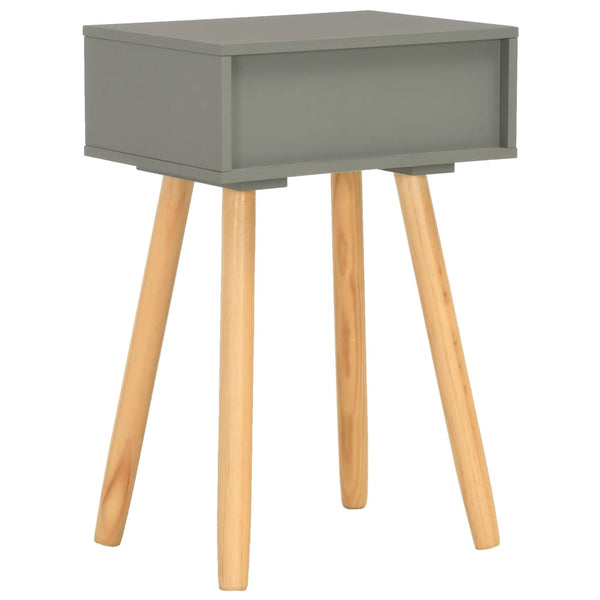 2 Pcs Grey Solid Pinewood Bedside Tables