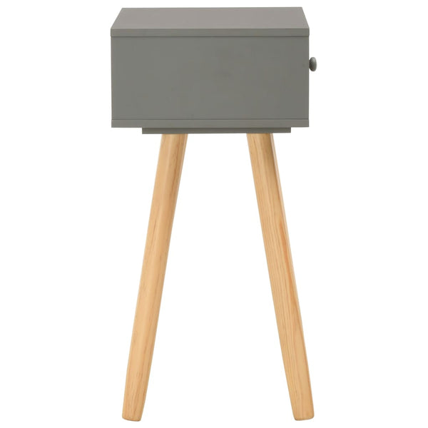 2 Pcs Grey Solid Pinewood Bedside Tables