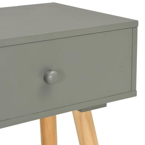 2 Pcs Grey Solid Pinewood Bedside Tables