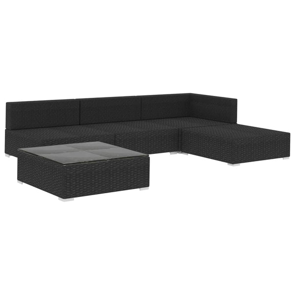 Vidaxl 5 Piece Garden Lounge Set With Cushions Poly Rattan Black Loungers