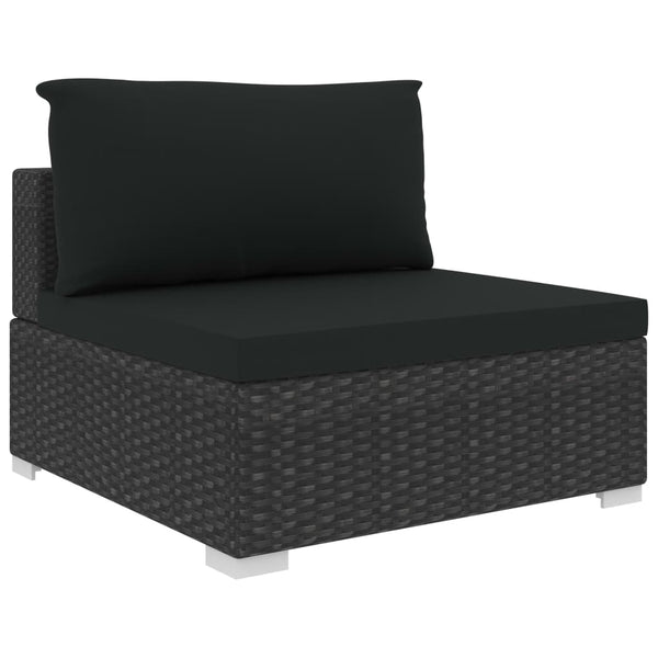 Vidaxl 5 Piece Garden Lounge Set With Cushions Poly Rattan Black Loungers