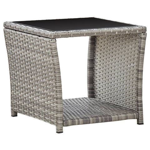 Vidaxl Coffee Table Grey 45X45x40 Cm Poly Rattan And Glass Coffee Tables