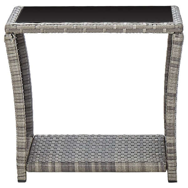 Vidaxl Coffee Table Grey 45X45x40 Cm Poly Rattan And Glass Coffee Tables