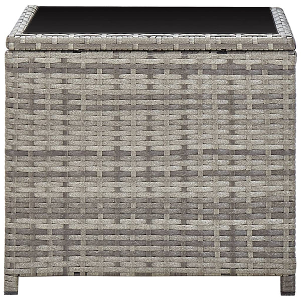 Vidaxl Coffee Table Grey 45X45x40 Cm Poly Rattan And Glass Coffee Tables
