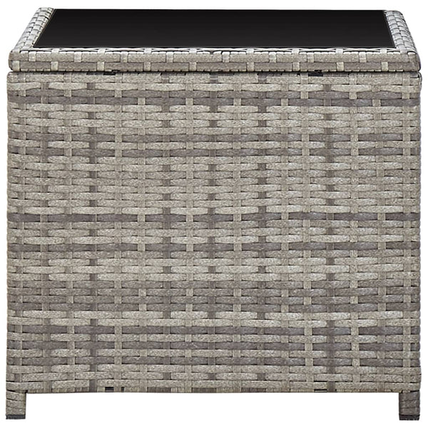 Coffee Table Grey 45X45x40 Cm Poly Rattan And Glass