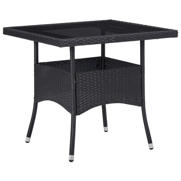 Vidaxl Outdoor Dining Table Black Poly Rattan And Glass Patio & Garden Tables