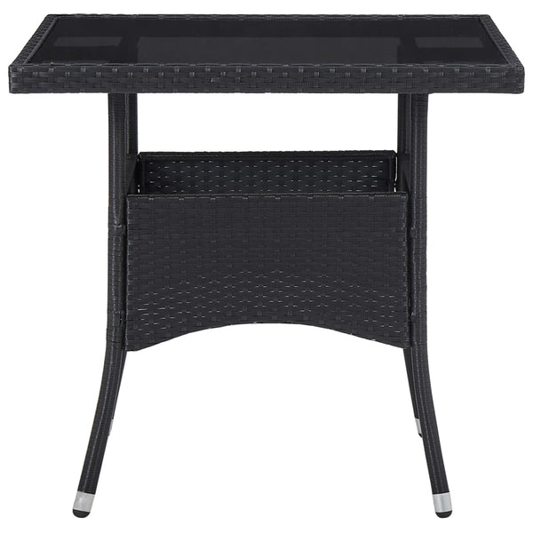 Vidaxl Outdoor Dining Table Black Poly Rattan And Glass Patio & Garden Tables