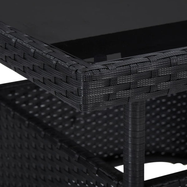 Vidaxl Outdoor Dining Table Black Poly Rattan And Glass Patio & Garden Tables