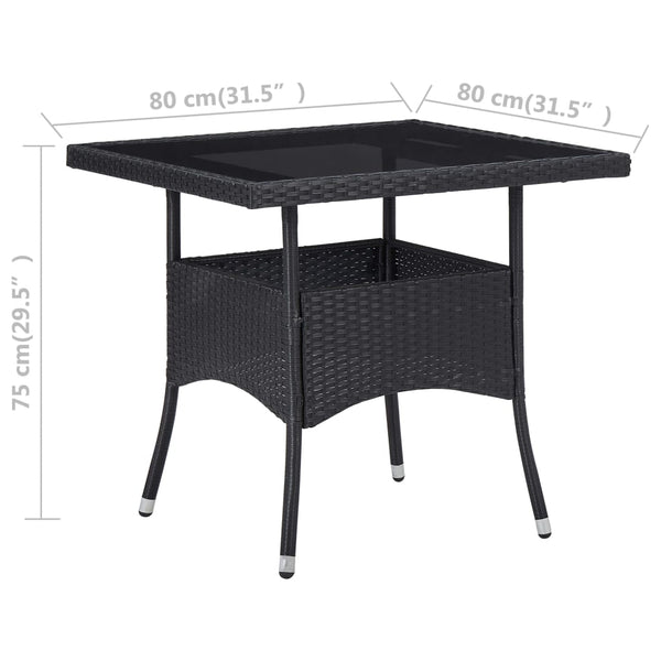 Vidaxl Outdoor Dining Table Black Poly Rattan And Glass Patio & Garden Tables