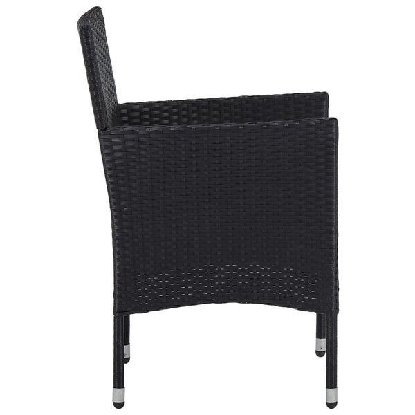 Garden Dining Chairs 2Pcs Poly Rattan Black