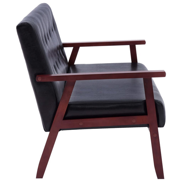 Sofa Set 2 Piece Black Faux Leather Sofas Armchairs & Couches