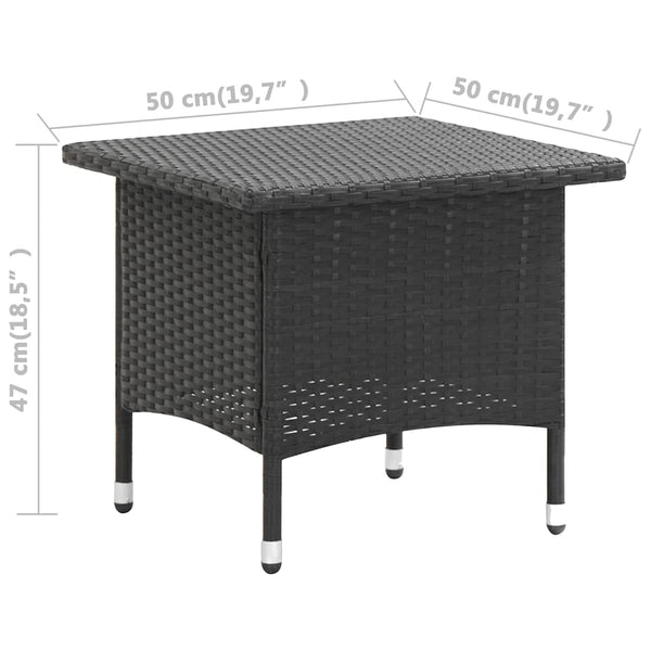 Vidaxl Tea Table Black 50X50x47 Cm Poly Rattan Coffee Tables