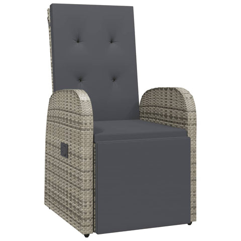 Reclining Garden Chair With Cushion Poly Rattan Grey
