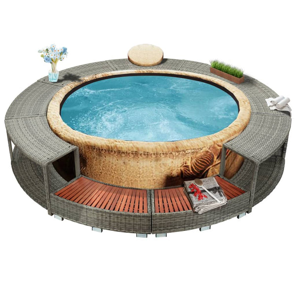Hot Tub Surround Grey Poly Rattan Hot Tubs