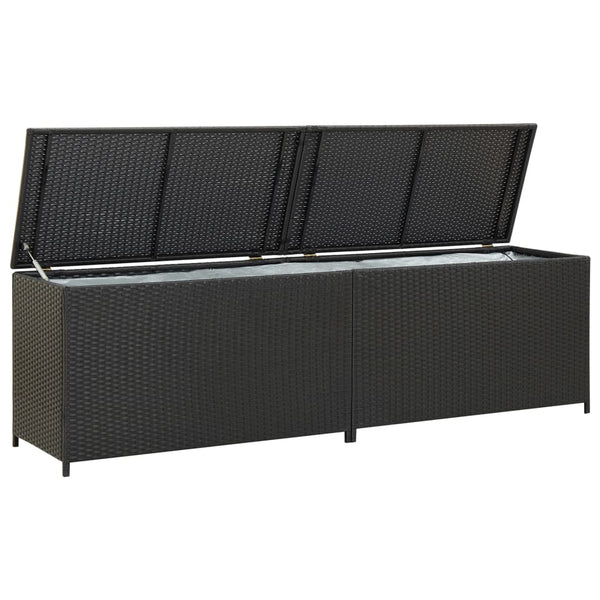 Garden Storage Box Poly Rattan 200X50x60 Cm Black Storage Deck Boxes