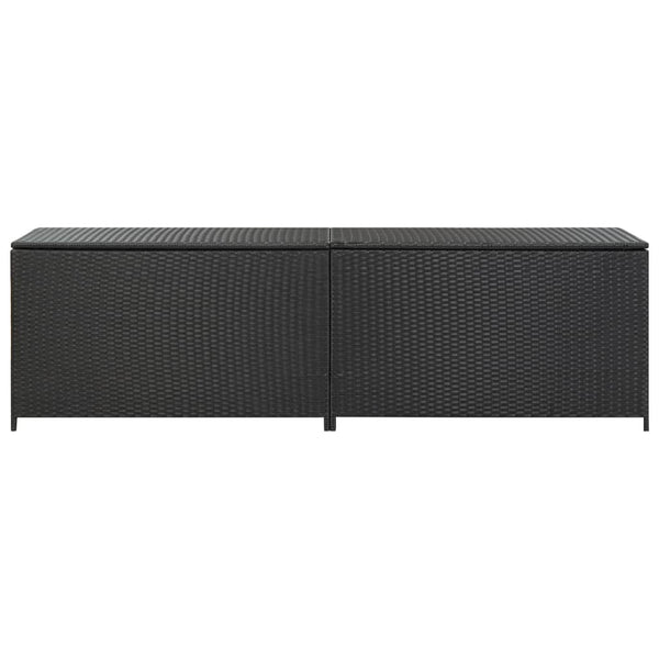 Garden Storage Box Poly Rattan 200X50x60 Cm Black Storage Deck Boxes