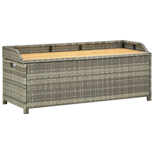 Garden Storage Bench 120 Cm Poly Rattan Grey Patio Benches
