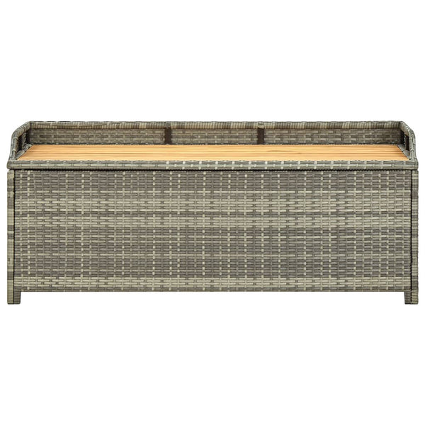 Garden Storage Bench 120 Cm Poly Rattan Grey Patio Benches