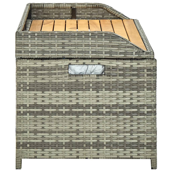 Garden Storage Bench 120 Cm Poly Rattan Grey Patio Benches