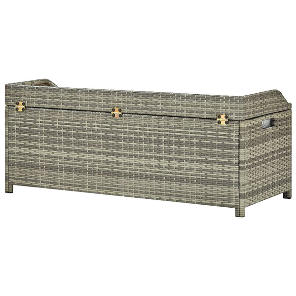 Garden Storage Bench 120 Cm Poly Rattan Grey Patio Benches
