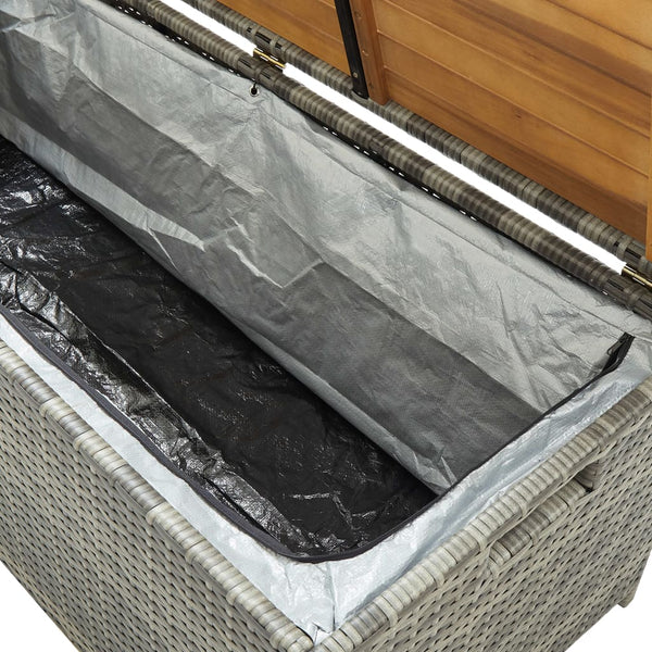 Garden Storage Bench 120 Cm Poly Rattan Grey Patio Benches