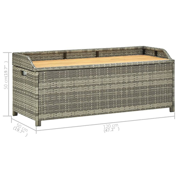 Garden Storage Bench 120 Cm Poly Rattan Grey Patio Benches