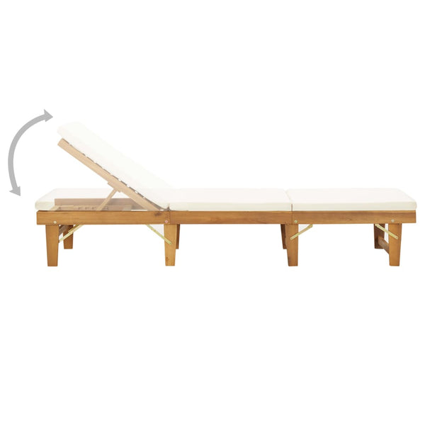 Loungers Folding Sun Lounger With Cushion Solid Acacia Wood