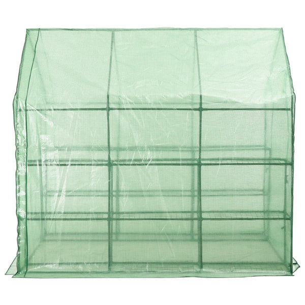 Walk-In Greenhouse With 12 Shelves Steel 143X214x196 Cm
