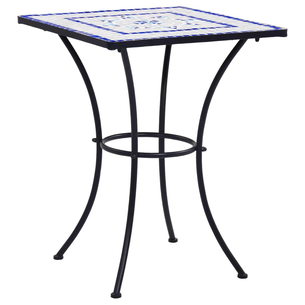 Mosaic Bistro Table Blue And White 60 Cm Ceramic