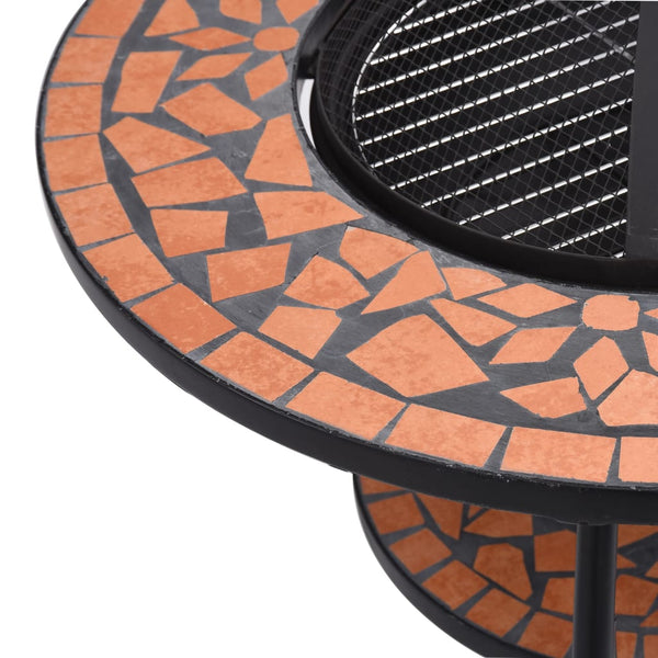 Mosaic Fire Pit Table Terracotta 68 Cm Ceramic