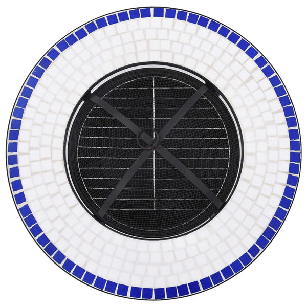 Mosaic Fire Pit Table Blue And White 68 Cm Ceramic