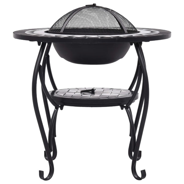 Mosaic Fire Pit Table Black And White 68 Cm Ceramic